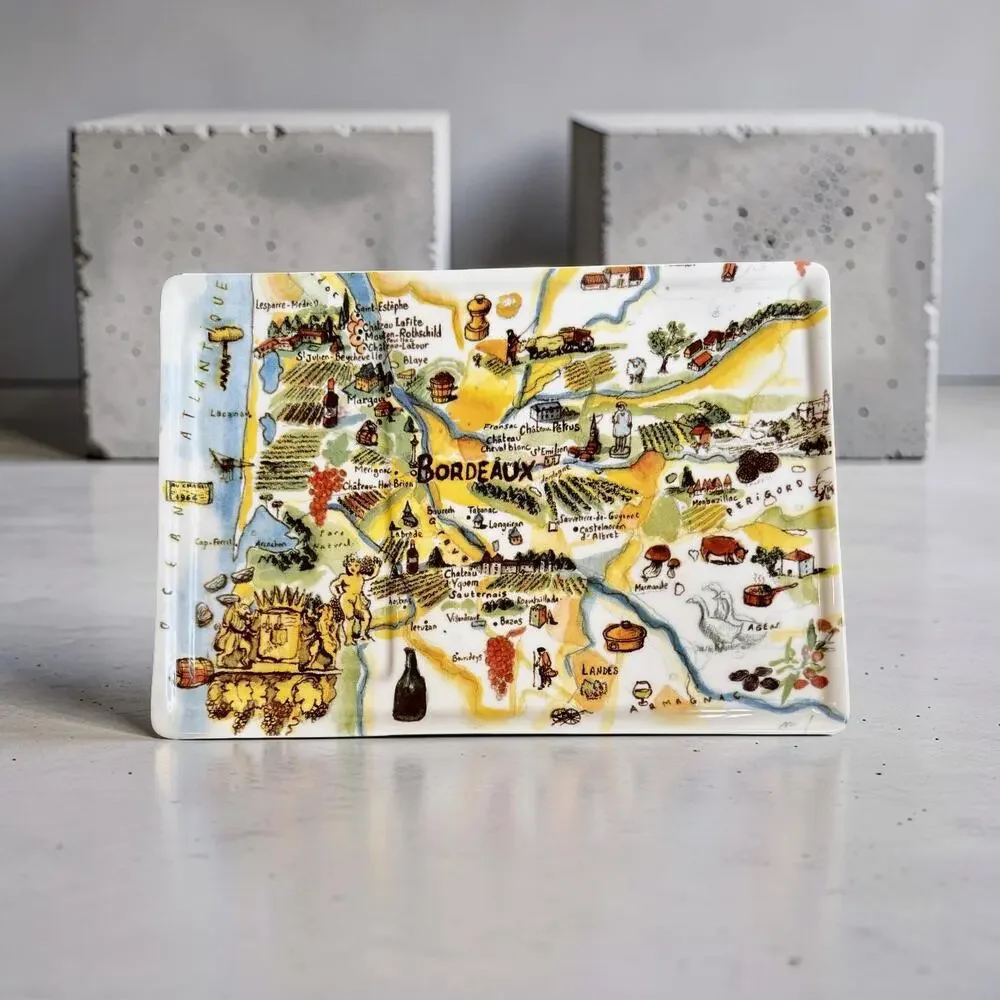 Williams-Sonoma Marc Lacaze 2009 Bordeaux Wine Map Ceramic Serving Platter Tray